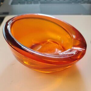 Vintage Viking Glass Orb Ashtray Persimmon Orange Mid Century Modern MCM